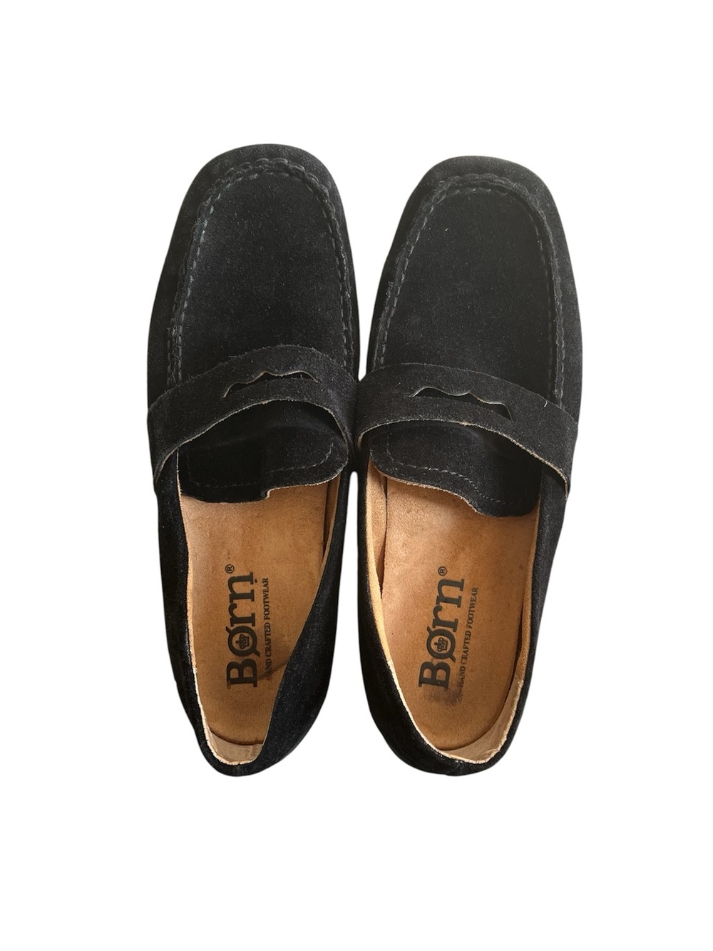 Born Black Suede Slip-On Penny Loafers